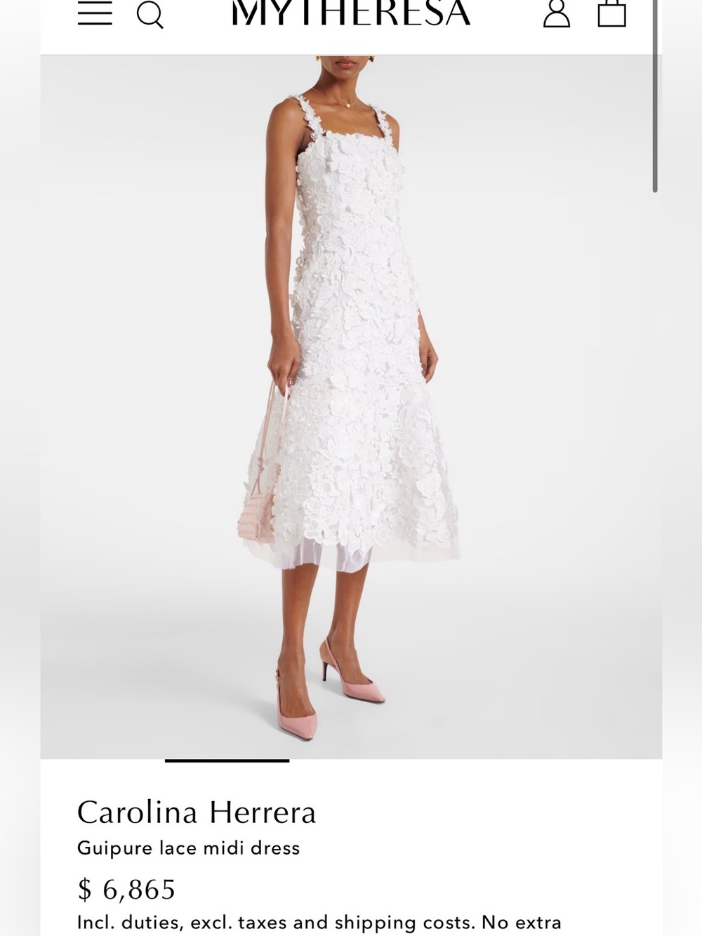 Carolina Herrera Guipure Lace Midi Dress